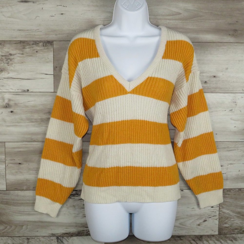 Emotions* Women's Long Sleeve V-Neck Straight Hem Ribbed‎ Sweater~ Size Large